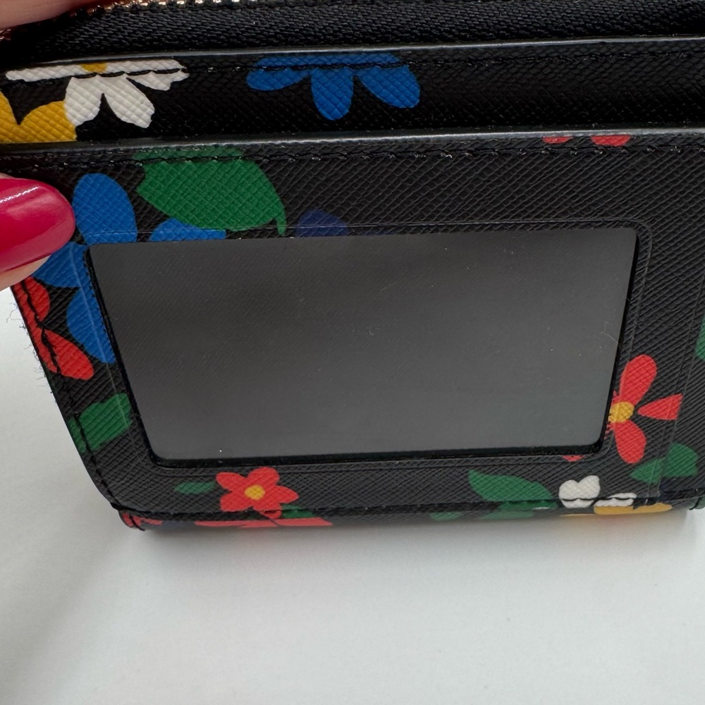 Kate Spade Staci Small Slim Bifold Wallet in Black Multi Floral - Picture 3 of 5